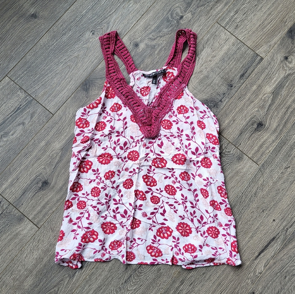 Derek Heart Tank Top Pink Floral {Large}